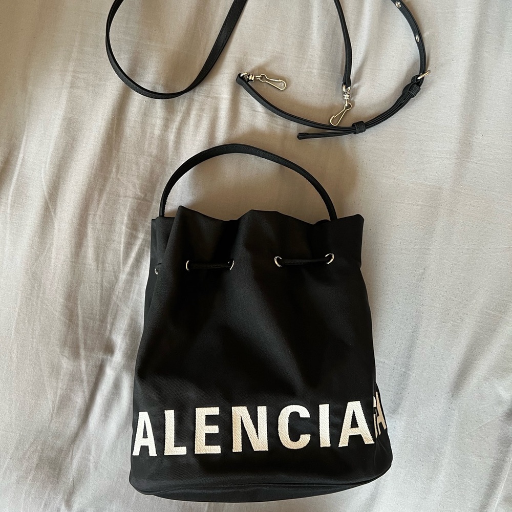 Balenciaga Wheel Small Drawstring Bucket Bag
